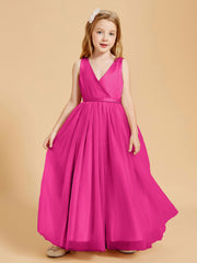 Tulle Junior Bridesmaid Dresses Satin Top Fuchsia