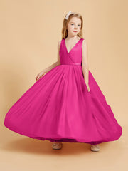 Tulle Junior Bridesmaid Dresses Satin Top Fuchsia