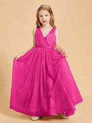 Tulle Junior Bridesmaid Dresses Satin Top Fuchsia