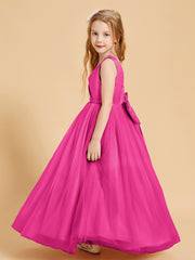 Tulle Junior Bridesmaid Dresses Satin Top Fuchsia