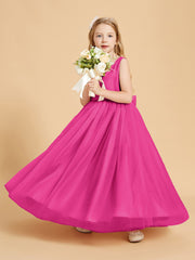 Tulle Junior Bridesmaid Dresses Satin Top Fuchsia