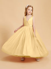 Tulle Junior Bridesmaid Dresses Satin Top Gold