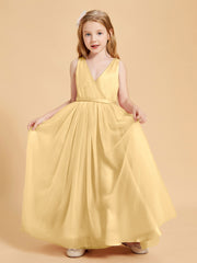 Tulle Junior Bridesmaid Dresses Satin Top Gold