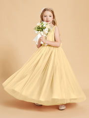Tulle Junior Bridesmaid Dresses Satin Top Gold