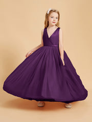 Tulle Junior Bridesmaid Dresses Satin Top Grape