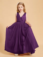 Tulle Junior Bridesmaid Dresses Satin Top Grape