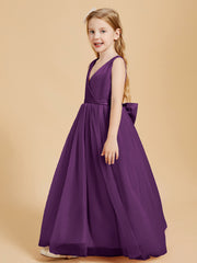 Tulle Junior Bridesmaid Dresses Satin Top Grape