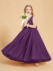 Tulle Junior Bridesmaid Dresses Satin Top Grape