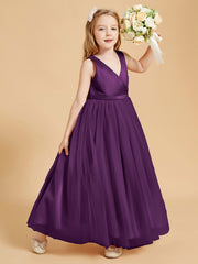 Tulle Junior Bridesmaid Dresses Satin Top Grape