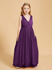 Tulle Junior Bridesmaid Dresses Satin Top Grape