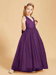 Tulle Junior Bridesmaid Dresses Satin Top Grape