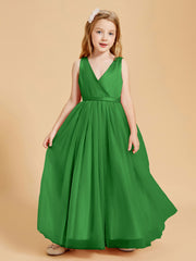 Tulle Junior Bridesmaid Dresses Satin Top Green
