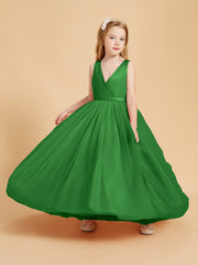 Tulle Junior Bridesmaid Dresses Satin Top Green