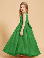 Tulle Junior Bridesmaid Dresses Satin Top Green