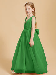 Tulle Junior Bridesmaid Dresses Satin Top Green