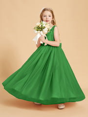 Tulle Junior Bridesmaid Dresses Satin Top Green