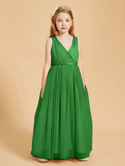 Tulle Junior Bridesmaid Dresses Satin Top Green