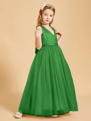 Tulle Junior Bridesmaid Dresses Satin Top Green