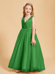 Tulle Junior Bridesmaid Dresses Satin Top Green