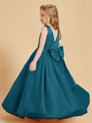 Tulle Junior Bridesmaid Dresses Satin Top Ink Blue