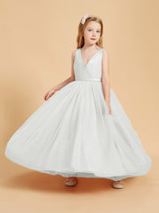 Tulle Junior Bridesmaid Dresses Satin Top Ivory