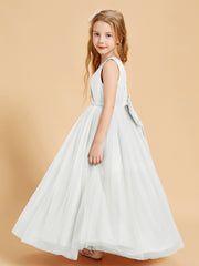 Tulle Junior Bridesmaid Dresses Satin Top Ivory
