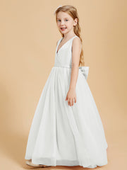 Tulle Junior Bridesmaid Dresses Satin Top Ivory