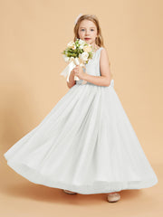 Tulle Junior Bridesmaid Dresses Satin Top Ivory