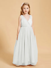 Tulle Junior Bridesmaid Dresses Satin Top Ivory