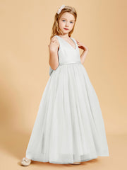 Tulle Junior Bridesmaid Dresses Satin Top Ivory