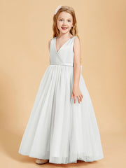 Tulle Junior Bridesmaid Dresses Satin Top Ivory