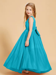 Tulle Junior Bridesmaid Dresses Satin Top Jade