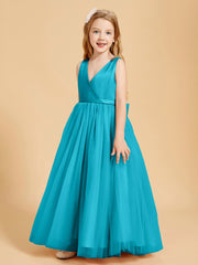 Tulle Junior Bridesmaid Dresses Satin Top Jade