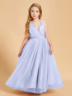 Tulle Junior Bridesmaid Dresses Satin Top Lavender