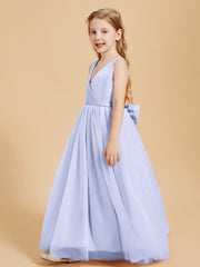 Tulle Junior Bridesmaid Dresses Satin Top Lavender