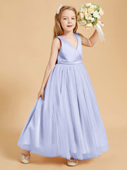 Tulle Junior Bridesmaid Dresses Satin Top Lavender
