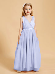 Tulle Junior Bridesmaid Dresses Satin Top Lavender