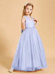 Tulle Junior Bridesmaid Dresses Satin Top Lavender