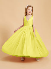Tulle Junior Bridesmaid Dresses Satin Top Lemon