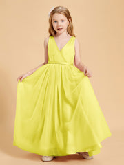 Tulle Junior Bridesmaid Dresses Satin Top Lemon