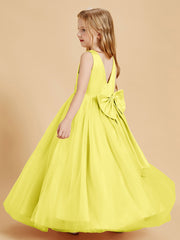 Tulle Junior Bridesmaid Dresses Satin Top Lemon