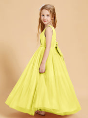 Tulle Junior Bridesmaid Dresses Satin Top Lemon