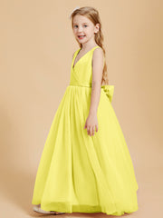 Tulle Junior Bridesmaid Dresses Satin Top Lemon