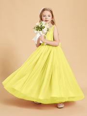 Tulle Junior Bridesmaid Dresses Satin Top Lemon