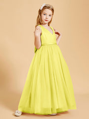 Tulle Junior Bridesmaid Dresses Satin Top Lemon
