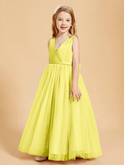 Tulle Junior Bridesmaid Dresses Satin Top Lemon