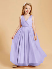 Tulle Junior Bridesmaid Dresses Satin Top Lilac