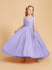 Tulle Junior Bridesmaid Dresses Satin Top Lilac
