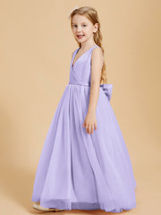 Tulle Junior Bridesmaid Dresses Satin Top Lilac