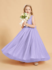 Tulle Junior Bridesmaid Dresses Satin Top Lilac